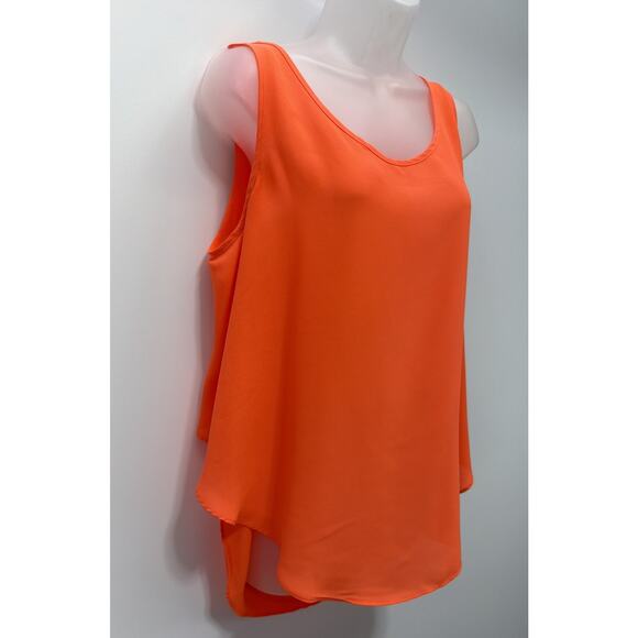 Banana Republic Orange Sleeveless Curve Hem Blouse Size Large - Picture 3 of 5